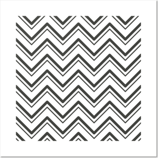 Black And White Abstract Zigzag Lines Posters and Art